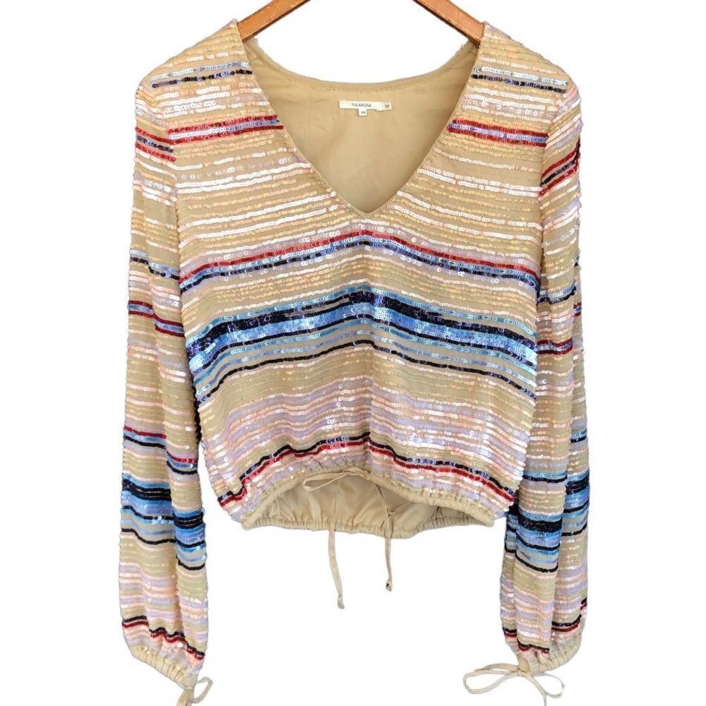 Tularosa | Bree Sequin Blouse Embellished Long Sleeve
